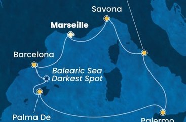 Francie, Španělsko, Itálie z Marseille na lodi Costa Toscana