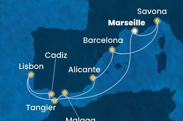 Francie, Itálie, Španělsko, Portugalsko, Maroko z Marseille na lodi Costa Diadema