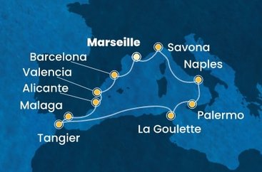 Francie, Itálie, Tunisko, Maroko, Španělsko z Marseille na lodi Costa Pacifica