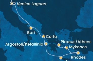 Itálie, Řecko z Marghery na lodi Costa Deliziosa