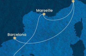 Španělsko, Francie, Itálie z Palmy de Mallorca na lodi Costa Diadema