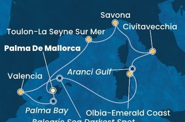 Španělsko, Itálie, Francie z Palmy de Mallorca na lodi Costa Pacifica