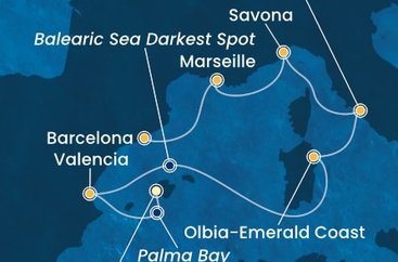 Španělsko, Itálie, Francie z Palmy de Mallorca na lodi Costa Pacifica
