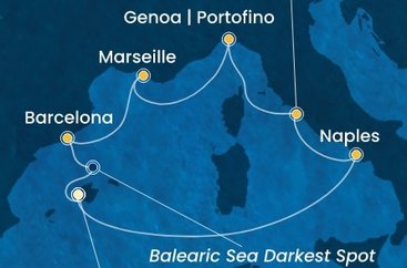Španělsko, Itálie, Francie z Palmy de Mallorca na lodi Costa Toscana