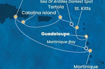 Guadeloupe, Svatý Kryštof a Nevis, Britské Panenské ostrovy, Dominikánská republika, Martinik z Pointe-à-Pitre na lodi Costa Favolosa