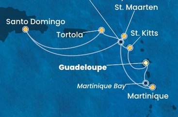 Guadeloupe, Svatý Kryštof a Nevis, Britské Panenské ostrovy, Dominikánská republika, Svatý Martin, Martinik z Pointe-à-Pitre na lodi Costa Favolosa