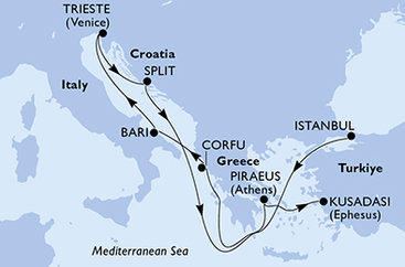 Turecko, Řecko, Itálie, Chorvatsko z Istanbulu na lodi MSC Splendida