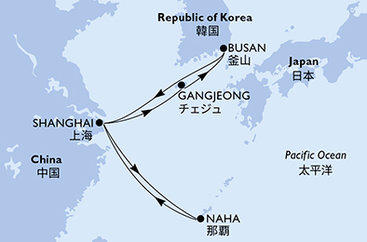 Čína, Jižní Korea, Japonsko ze Šanghaje na lodi MSC Bellissima