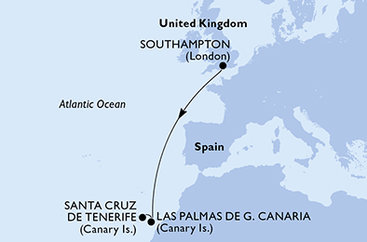 Velká Británie, Španělsko ze Southamptonu na lodi MSC Euribia