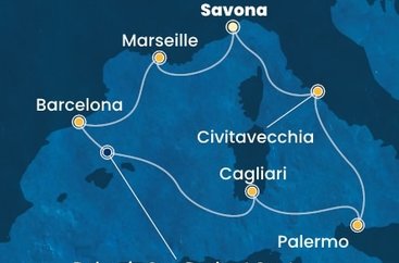 Itálie, Francie, Španělsko ze Savony na lodi Costa Pacifica