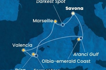 Itálie, Španělsko, Francie ze Savony na lodi Costa Fascinosa