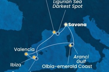 Itálie, Španělsko, Francie ze Savony na lodi Costa Fascinosa