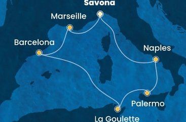 Itálie, Tunisko, Španělsko, Francie ze Savony na lodi Costa Pacifica