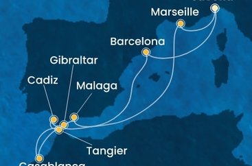 Itálie, Španělsko, Velká Británie, Maroko, Francie ze Savony na lodi Costa Fascinosa