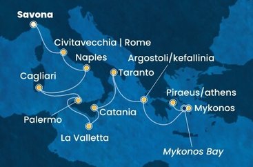 Itálie, Malta, Řecko ze Savony na lodi Costa Serena