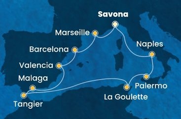 Itálie, Tunisko, Maroko, Španělsko, Francie ze Savony na lodi Costa Pacifica