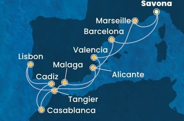 Itálie, Španělsko, Portugalsko, Maroko, Francie ze Savony na lodi Costa Serena