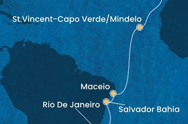 Španělsko, Kapverdy, Brazílie z Tenerife na lodi Costa Diadema