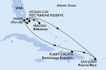USA, Bahamy, Dominikánská republika z Miami na lodi MSC Seaside