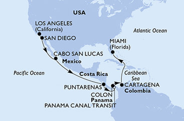 USA, Mexiko, Kostarika, Panama, Kolumbie na lodi MSC Poesia