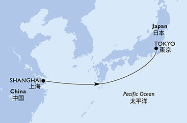 Čína, Japonsko ze Šanghaje na lodi MSC Bellissima