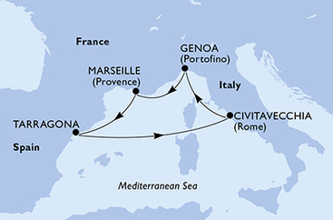 Francie, Španělsko, Itálie z Marseille na lodi MSC Magnifica