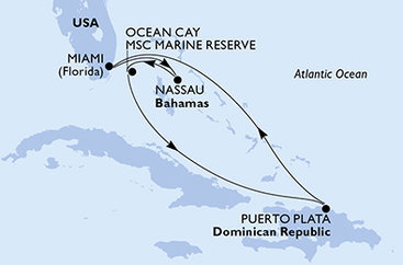 USA, Bahamy, Dominikánská republika z Miami na lodi MSC Meraviglia