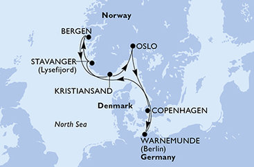 Německo, Norsko, Dánsko z Warnemünde na lodi MSC Magnifica
