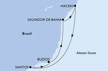 Brazílie ze Salvadoru na lodi MSC Virtuosa