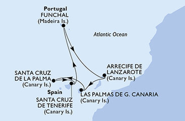 Španělsko, Portugalsko z Lanzarote na lodi MSC Fantasia