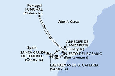 Portugalsko, Španělsko z Funchalu na lodi MSC Fantasia
