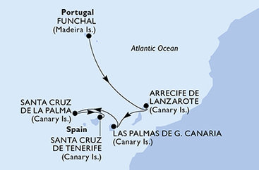 Portugalsko, Španělsko z Funchalu na lodi MSC Fantasia