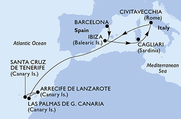 Španělsko, Itálie z Barcelony na lodi MSC Fantasia