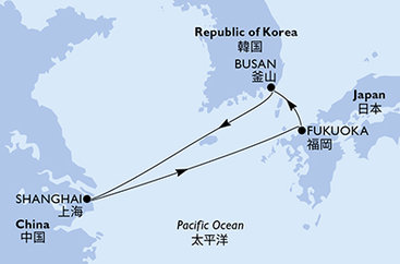Čína, Japonsko, Jižní Korea ze Šanghaje na lodi MSC Bellissima