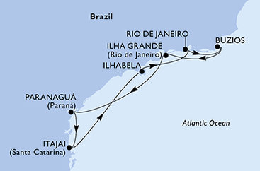 Brazílie z Rio de Janeira na lodi MSC Musica