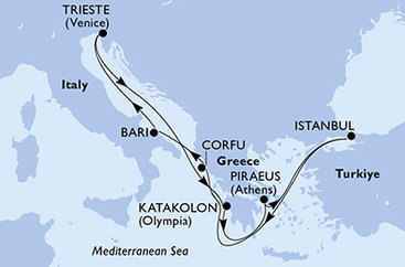 Řecko, Turecko, Itálie z Pirea na lodi MSC Fantasia