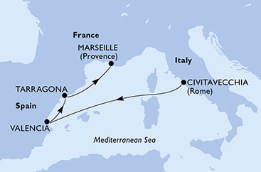 Itálie, Španělsko, Francie z Civitavecchia na lodi MSC Sinfonia