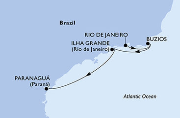 Brazílie z Rio de Janeira na lodi MSC Musica