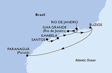 Brazílie ze Santosu na lodi MSC Musica
