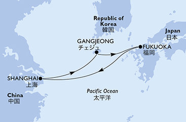 Čína, Jižní Korea, Japonsko ze Šanghaje na lodi MSC Bellissima