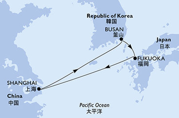 Čína, Jižní Korea, Japonsko ze Šanghaje na lodi MSC Bellissima