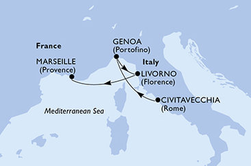 Itálie, Francie z Civitavecchia na lodi MSC Opera