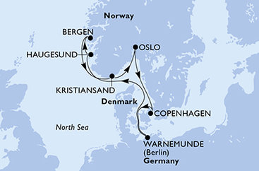 Německo, Norsko, Dánsko z Warnemünde na lodi MSC Splendida