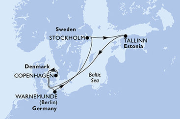 Švédsko, Estonsko, Dánsko, Německo ze Stockholmu na lodi MSC Splendida