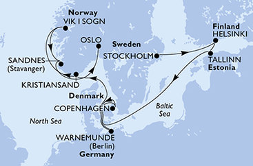 Švédsko, Finsko, Estonsko, Dánsko, Německo, Norsko ze Stockholmu na lodi MSC Splendida