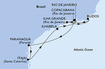 Brazílie na lodi MSC Musica