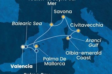 Španělsko, Itálie, Francie z Valencie na lodi Costa Pacifica