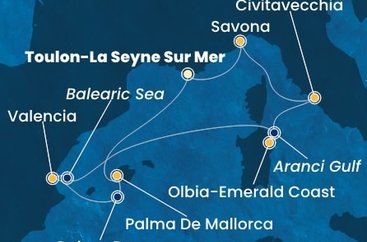 Francie, Španělsko, Itálie z Toulonu na lodi Costa Pacifica